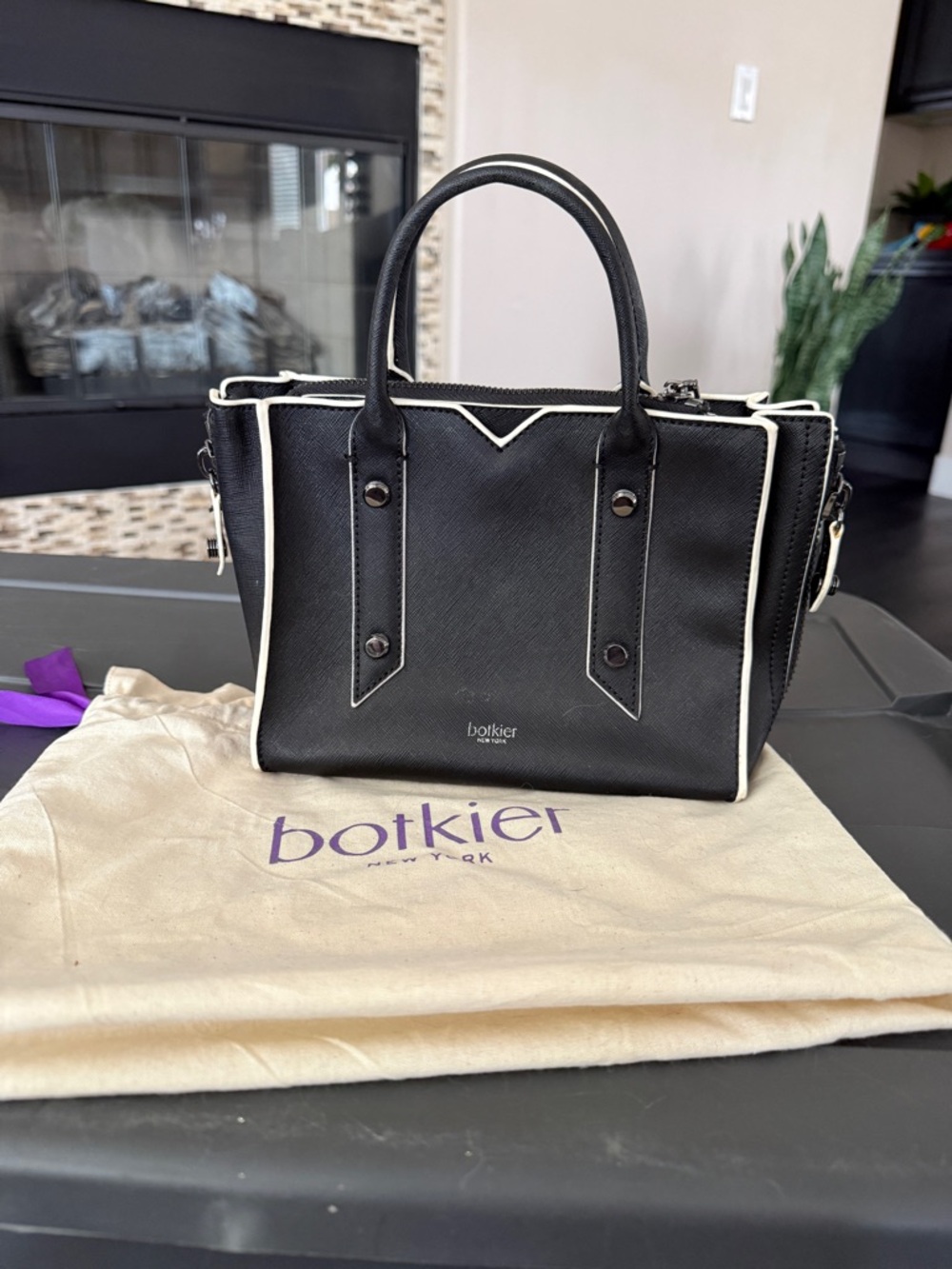 Botkier Black Satchel with White Trim